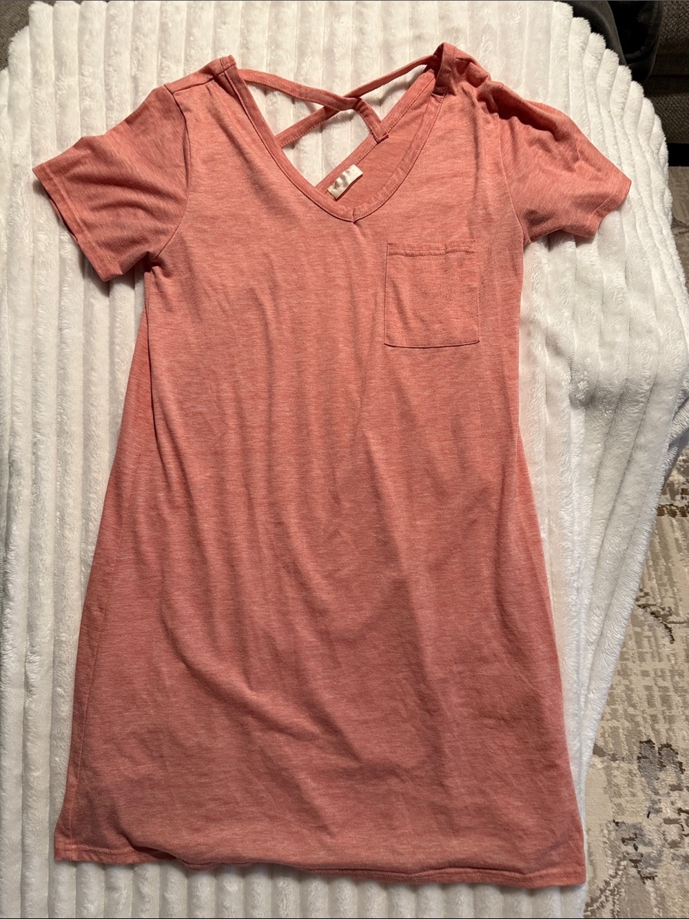 Yelete Crisscross Back Mini Dress in Dusty Coral